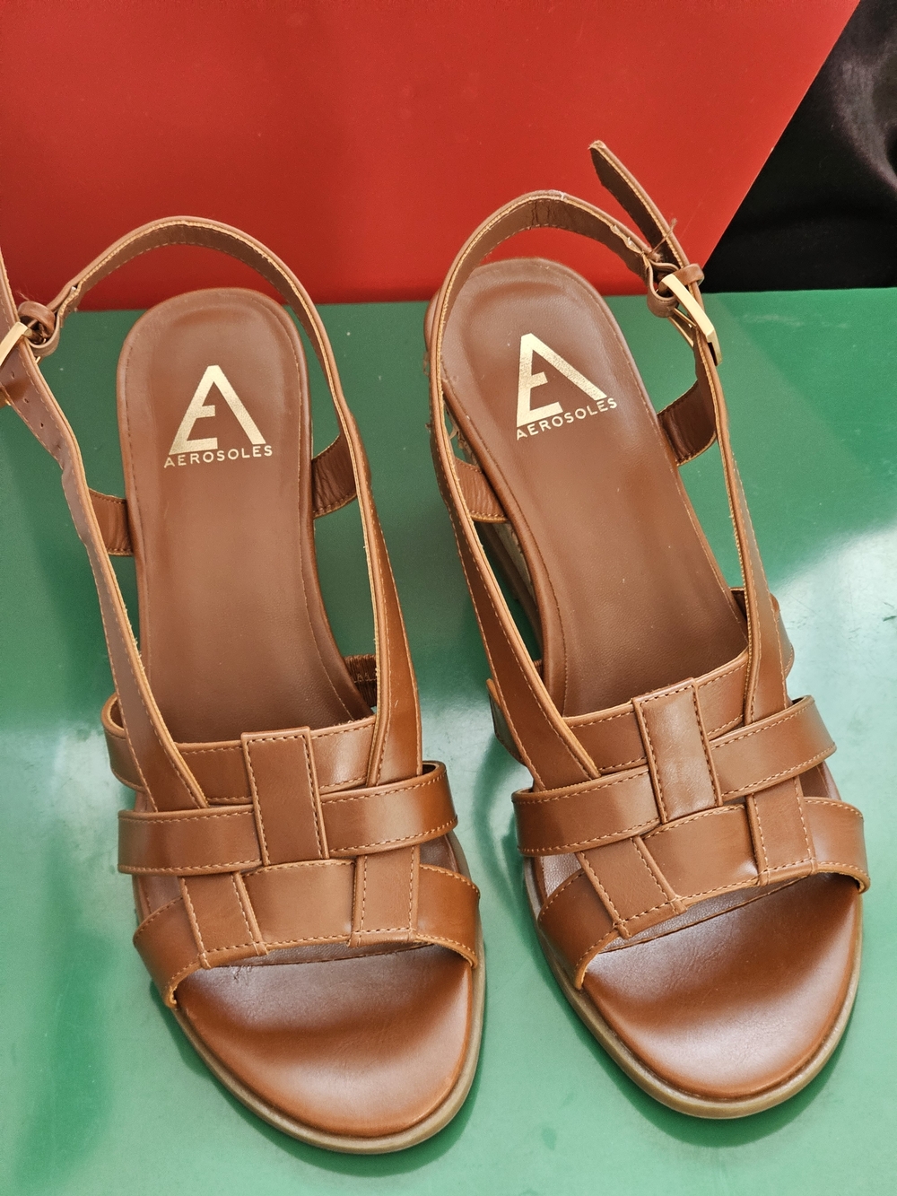 ❗️ AEROSOLES Women's Brown Leather Slingback Sandals . NEW ❗️